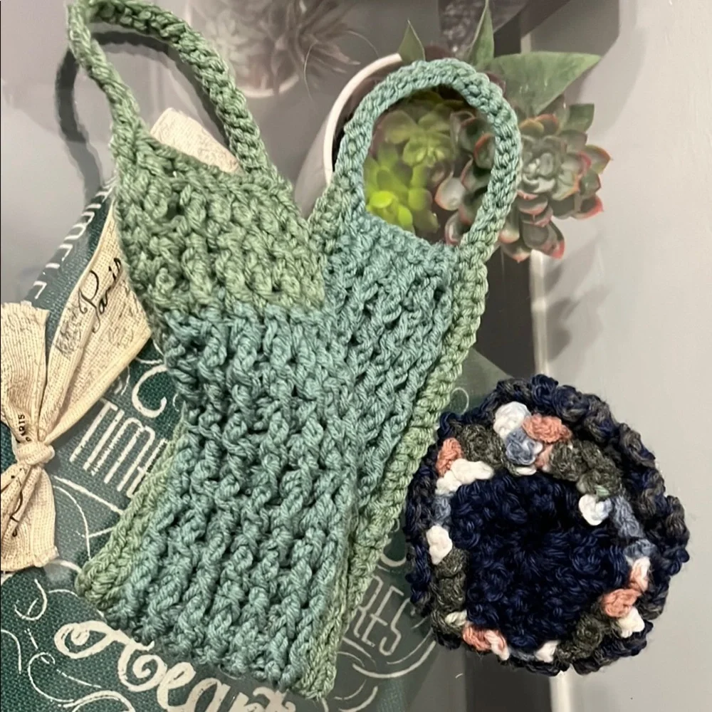 Handmade Crochet Spa 2pc set: Washcloth, Scrubbie